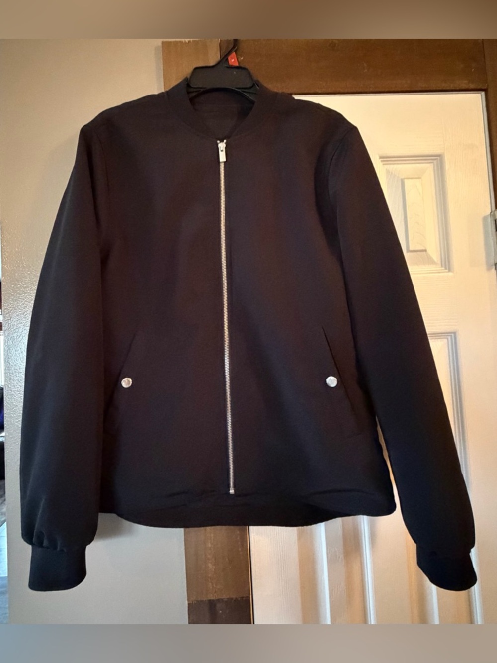 The Kooples Black Bomber Jacket with Silver Zipper
